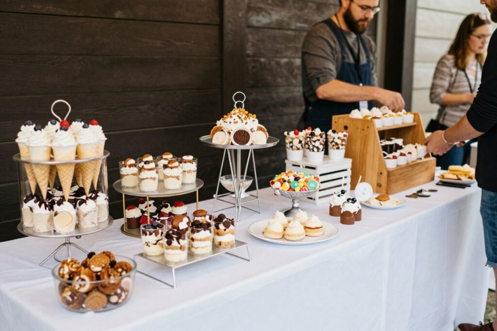 interactive wedding dessert station