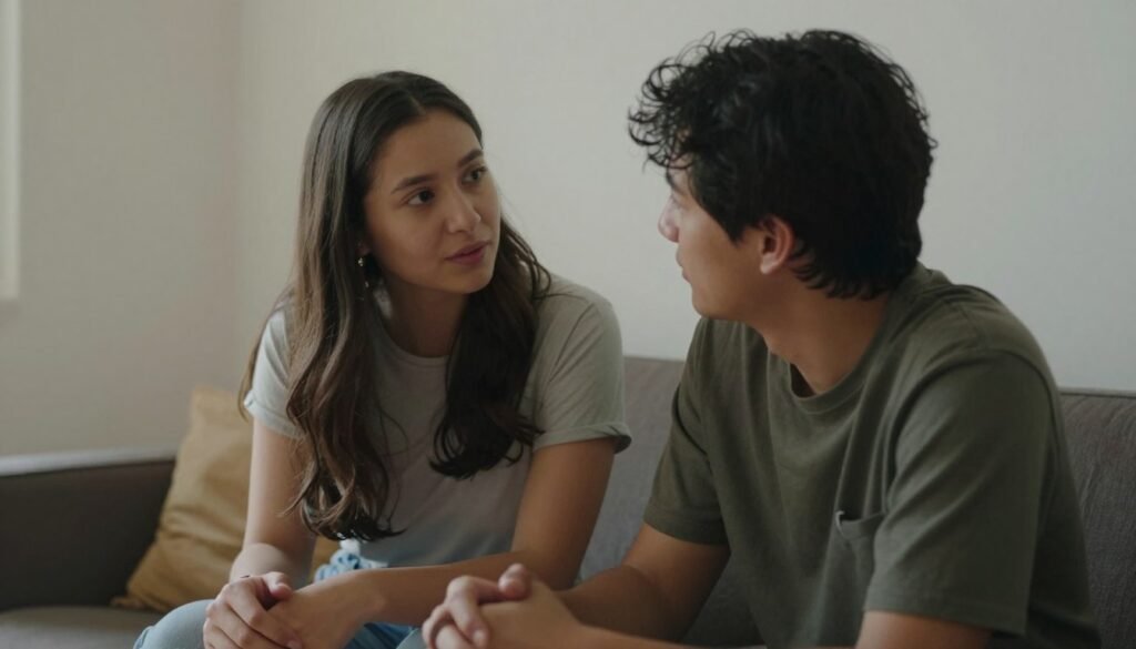 intimate couple conversation on meaningful date