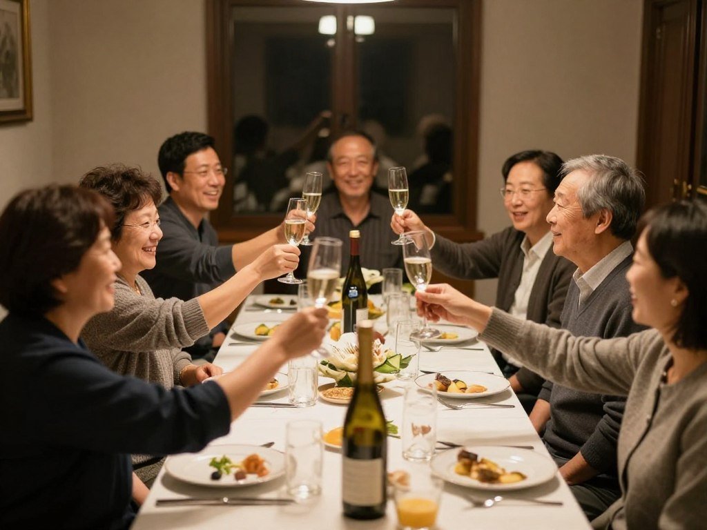 intimate rehearsal dinner gathering with family toasting at a private dining table intimate rehearsal dinner gathering with family toasting at a private dining table