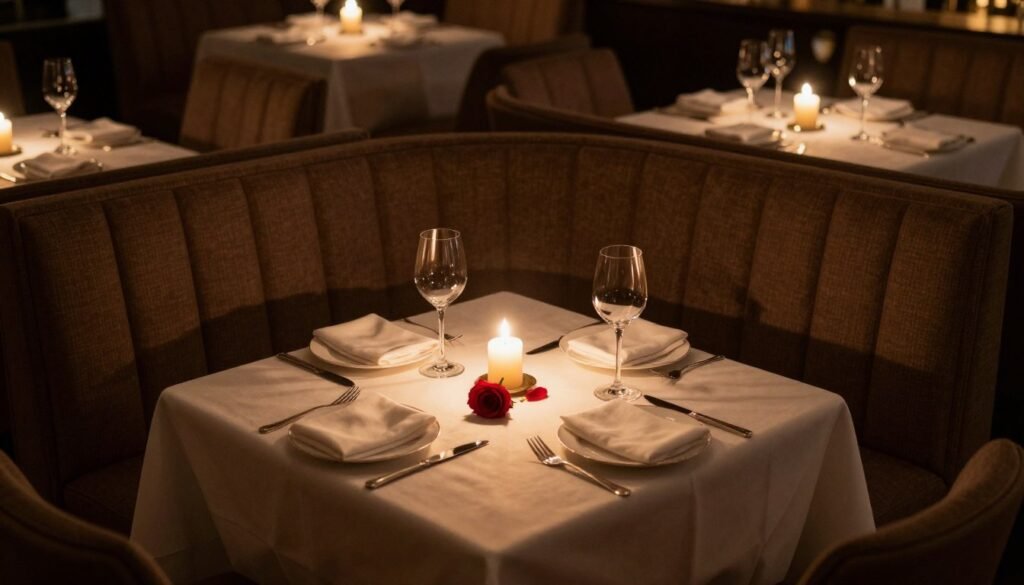 intimate restaurant table setting for proposal