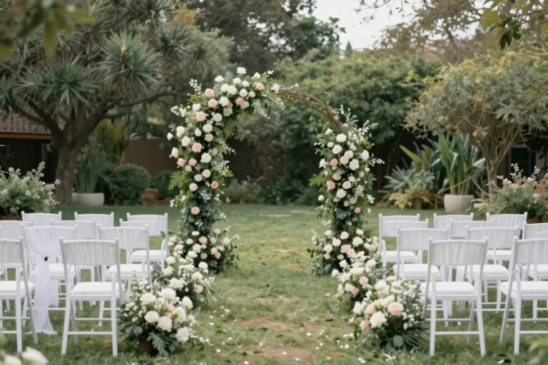 intimate wedding ideas with elegant outdoor ceremony setup