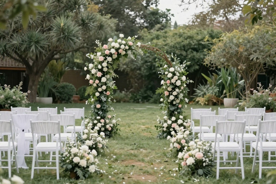intimate wedding ideas with elegant outdoor ceremony setup