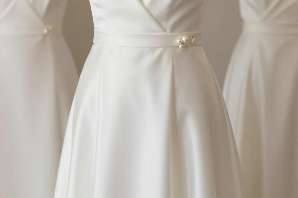 ivory satin bridesmaid dress detail