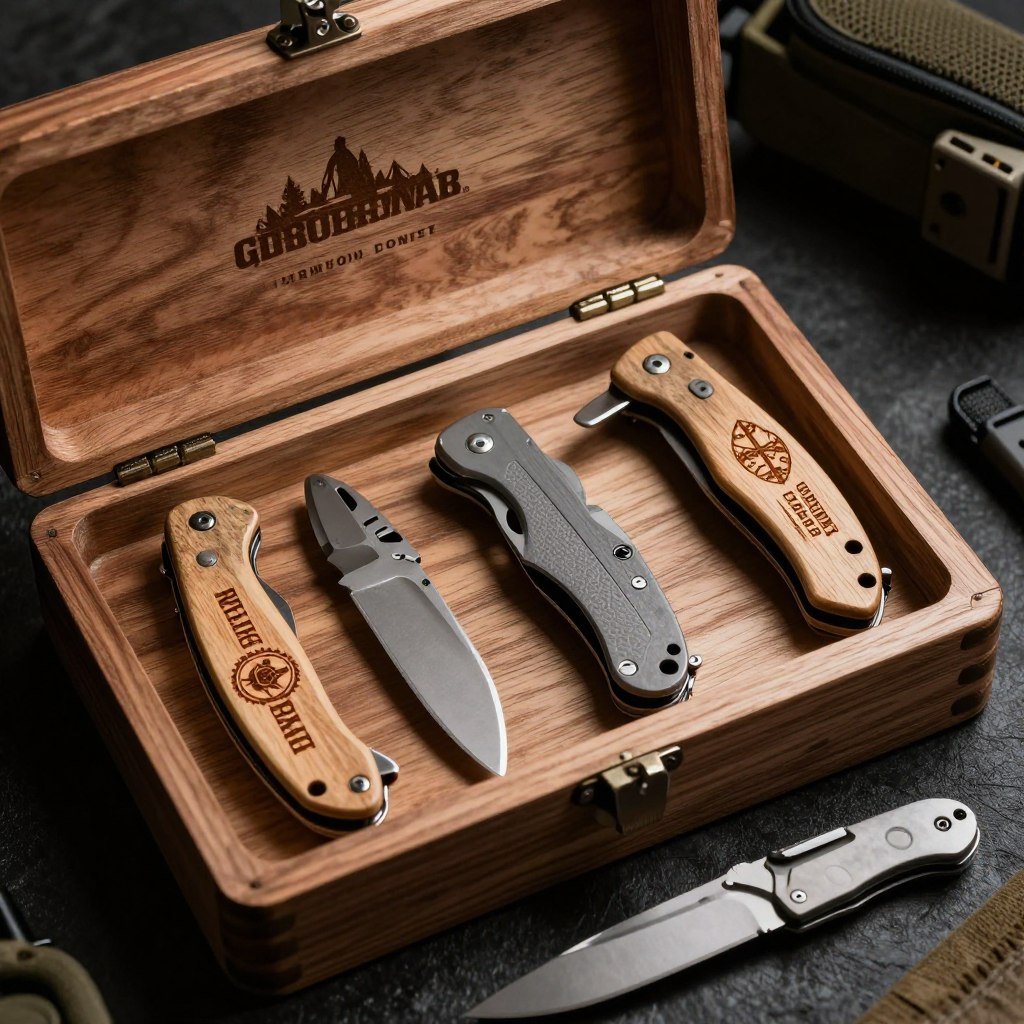 knife and outdoor tool set groomsman proposal box
