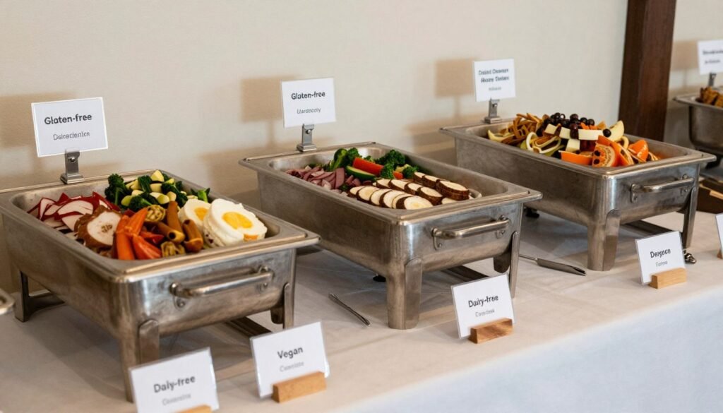 labeled dietary options wedding buffet