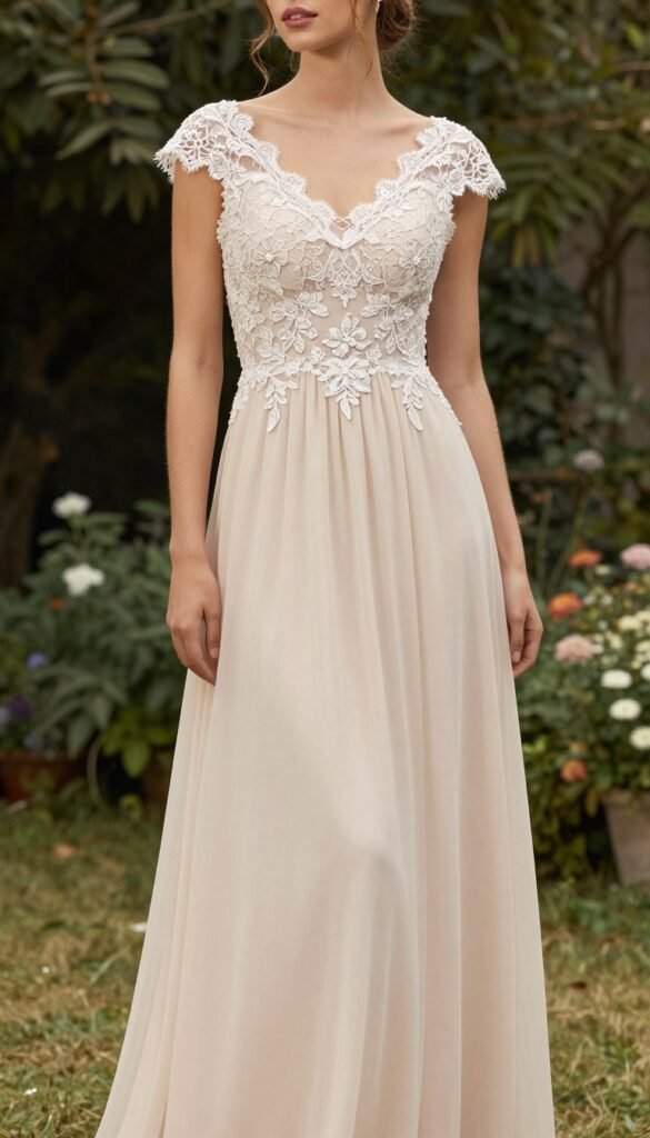 lace bodice bridesmaid dress garden romantic