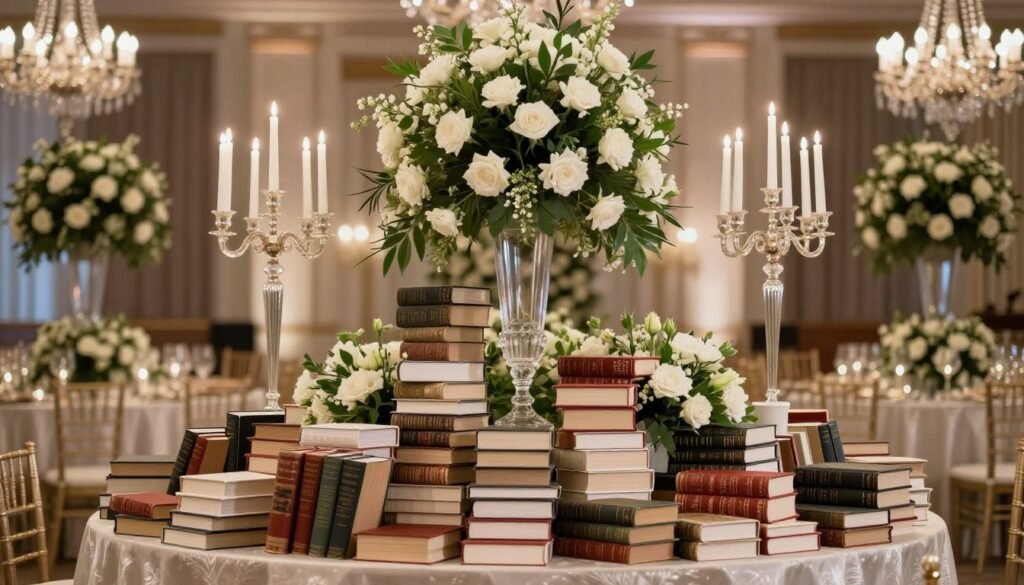 large elaborate book centerpiece for formal event large elaborate book centerpiece for formal event