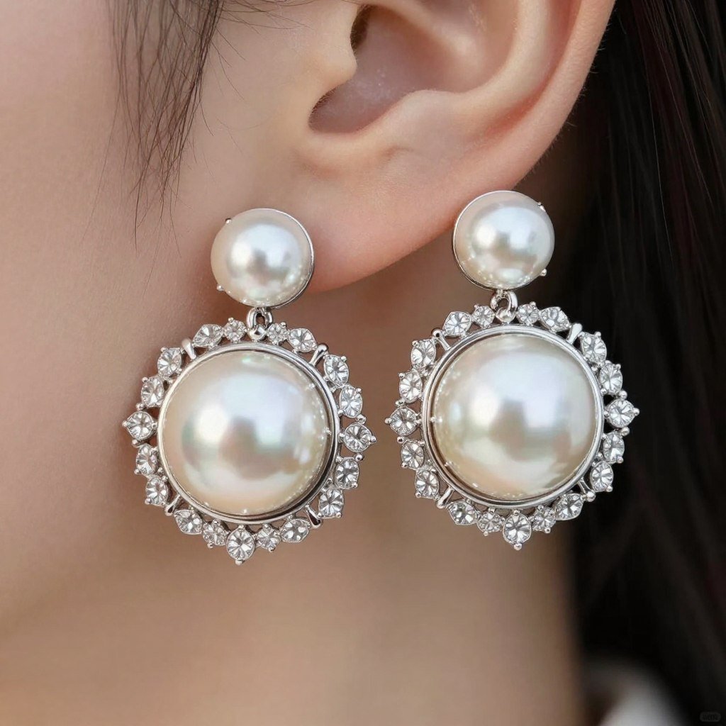 large pearl stud earrings statement bridal jewelry