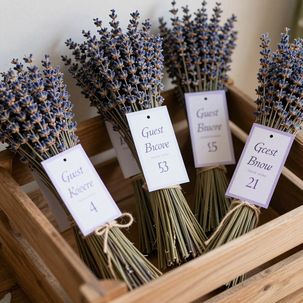 lavender bunch escort card holders with purple tags lavender bunch escort card holders with purple tags
