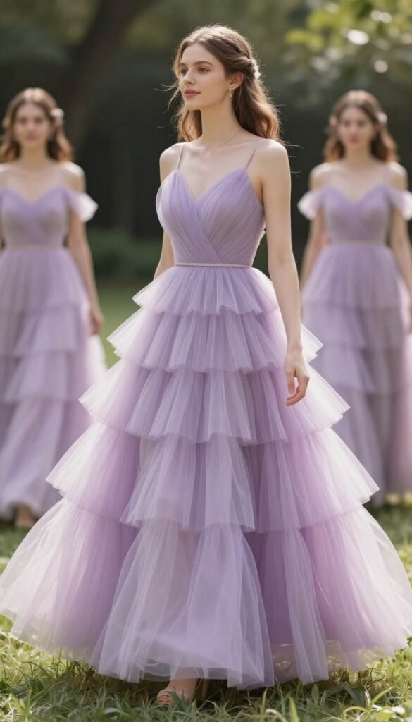 layered tulle bridesmaid dress movement garden