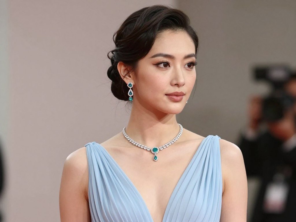 light blue dress styled for gala event