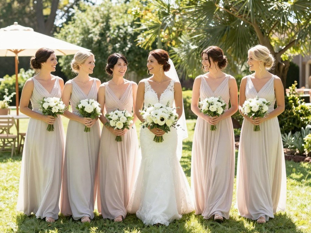 light color bridesmaid dresses sunny day