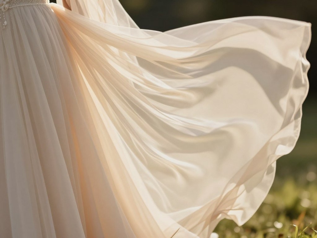 lightweight chiffon bridesmaid dress fabric flowing in summer breeze