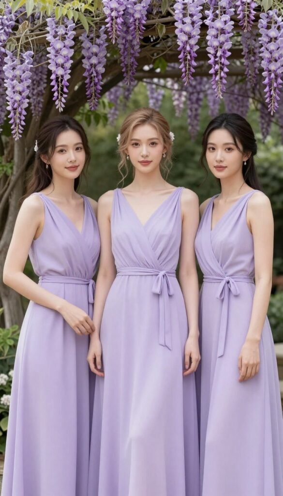 lilac bridesmaid dress soft purple garden