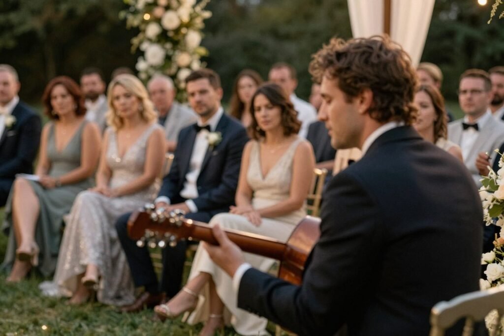 live acoustic musician performing at wedding ceremony