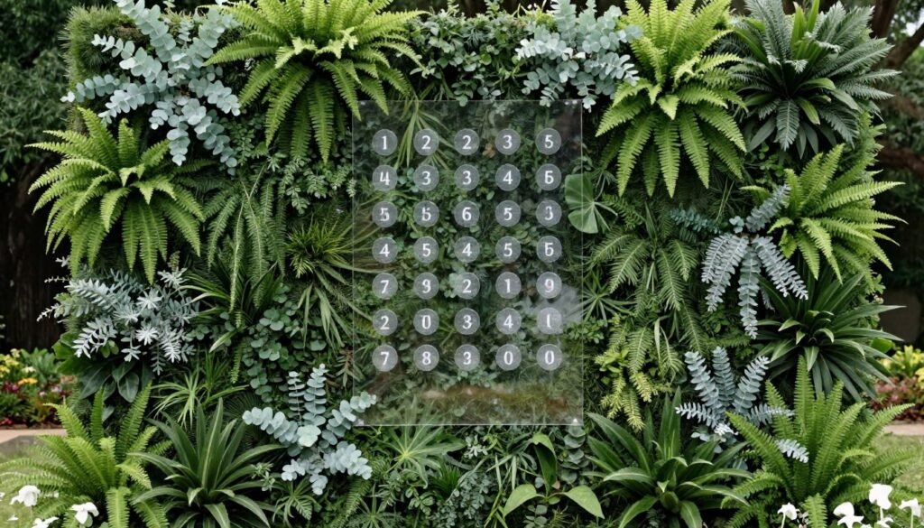 living greenery wall with acrylic seating chart overlay living greenery wall with acrylic seating chart overlay