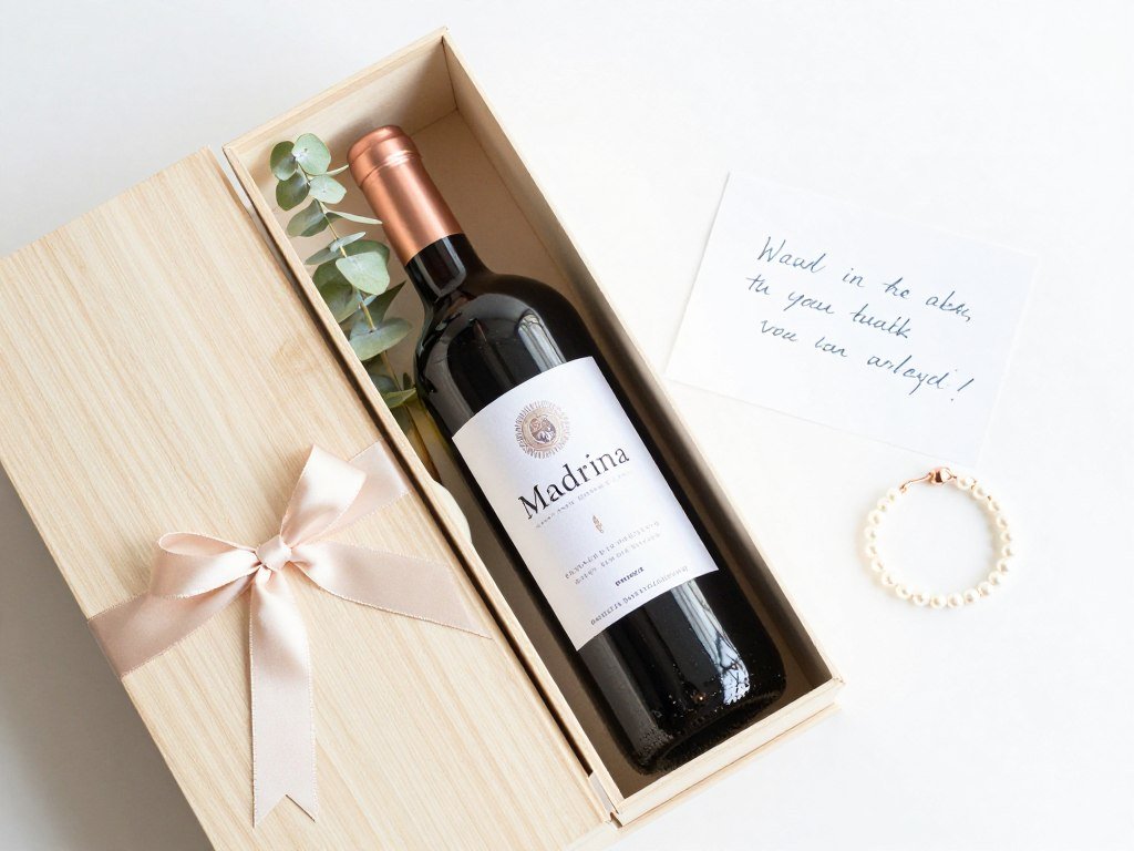 luxurious madrina proposal box with wine bottle and personalized items