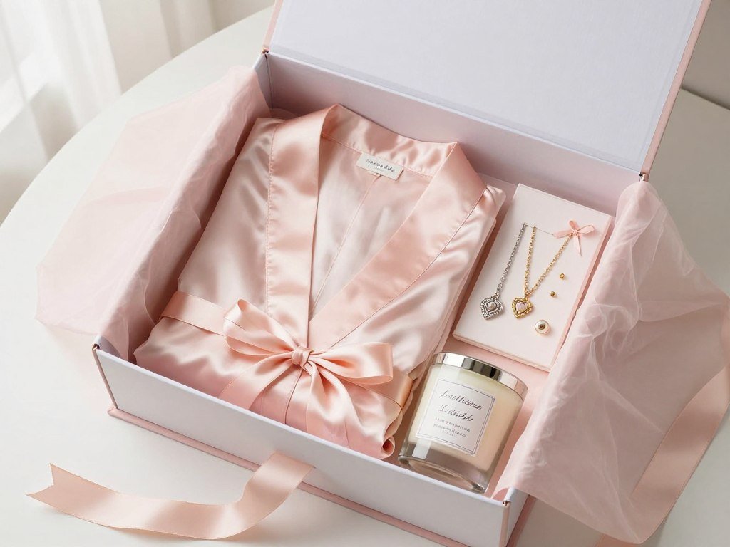 luxury bridesmaid proposal box with multiple gifts arranged inside