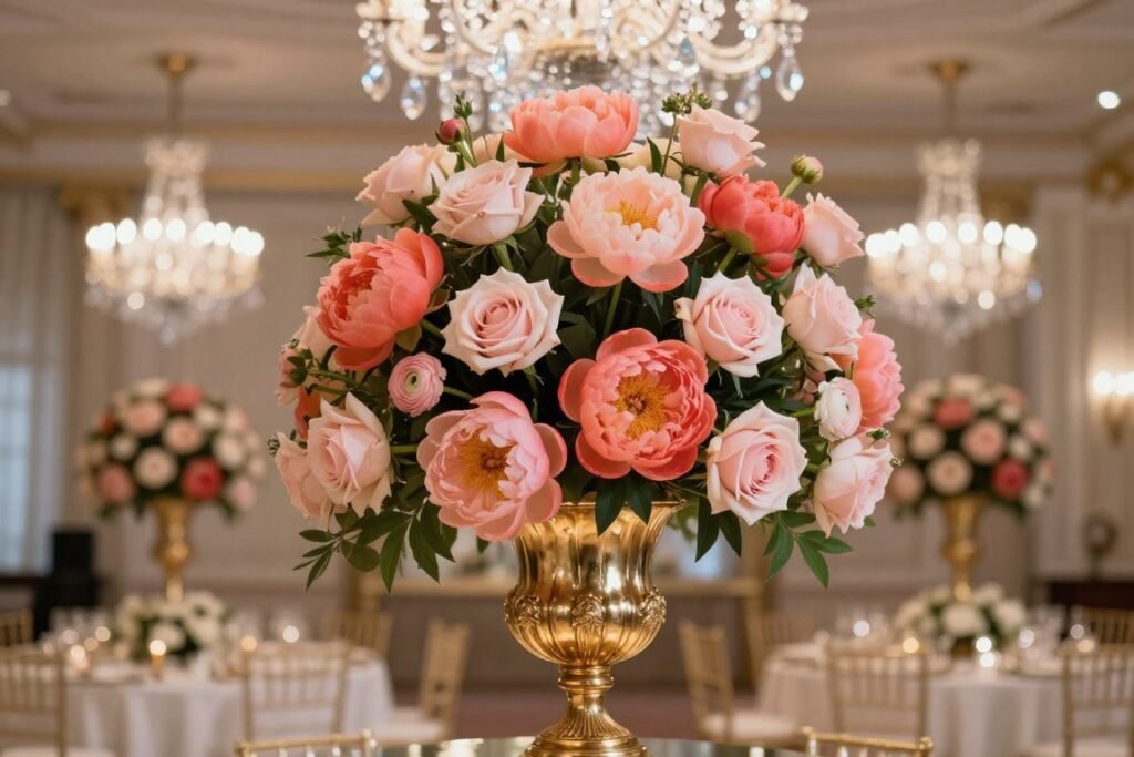 luxury centerpieces with premium garden roses and peonies luxury centerpieces with premium garden roses and peonies