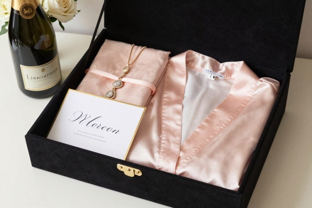 luxury maid of honor gift box with special items and card