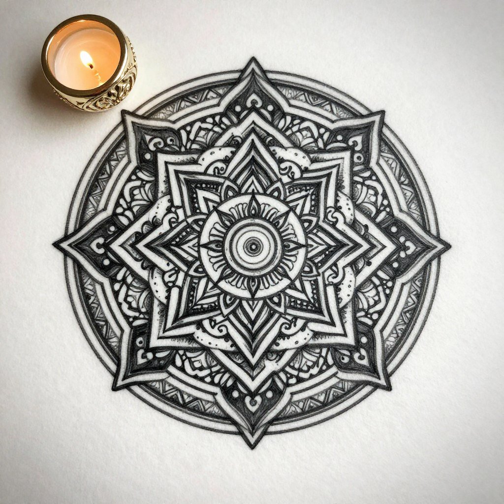 mandala wedding ring tattoo showing intricate circular pattern design