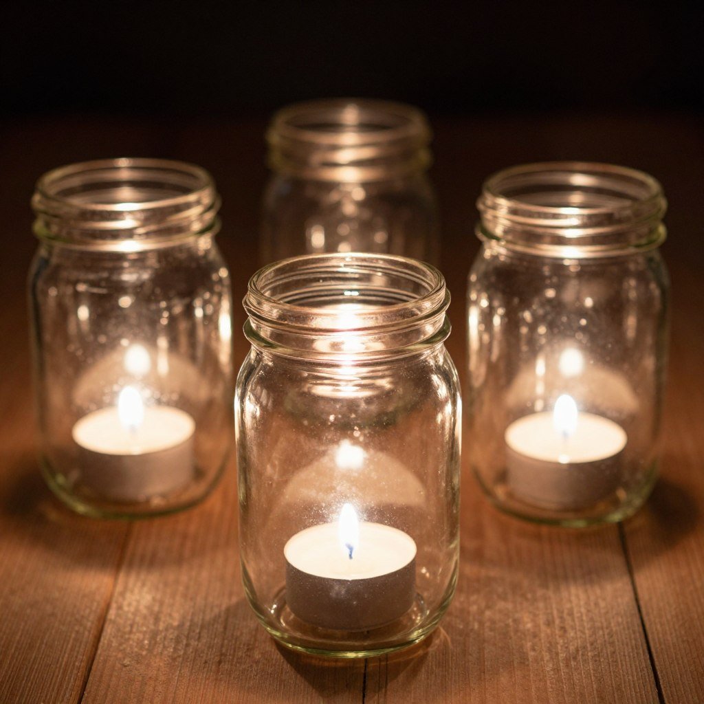 mason jar luminaries with tea lights
