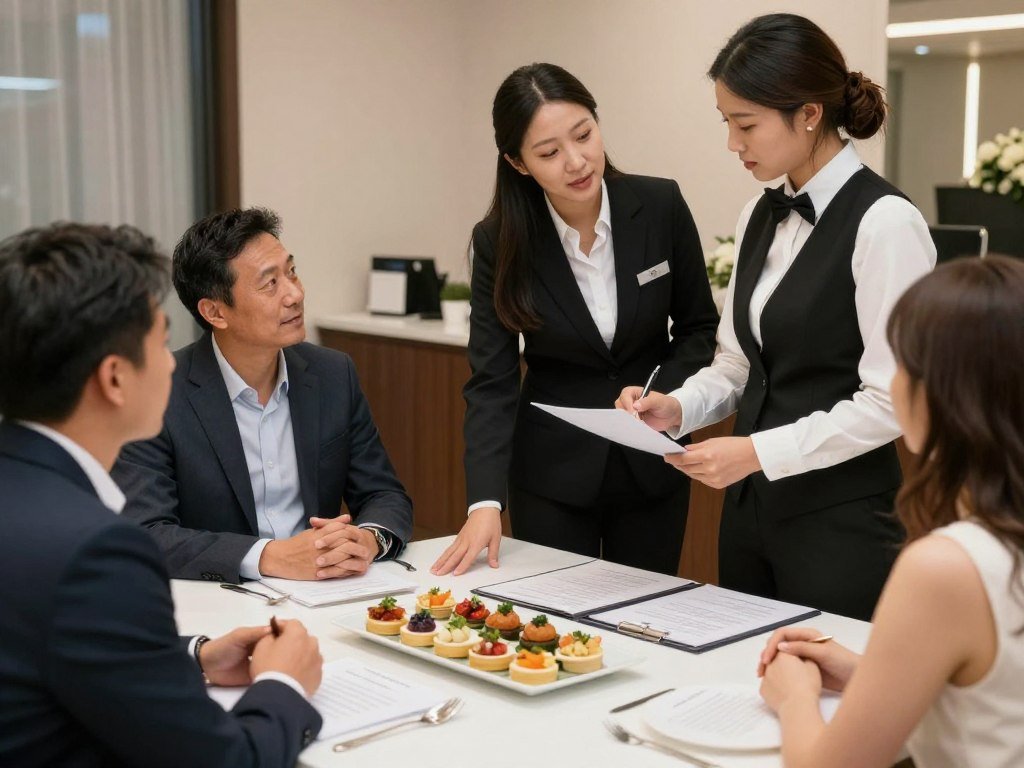 meeting with wedding caterer