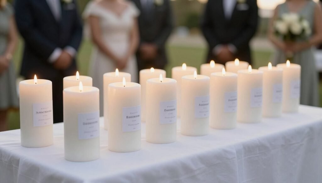 memorial candles at wedding ceremony
