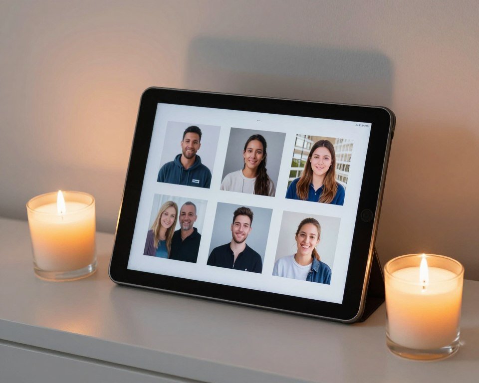 memorial display with digital photos avoiding printing costs