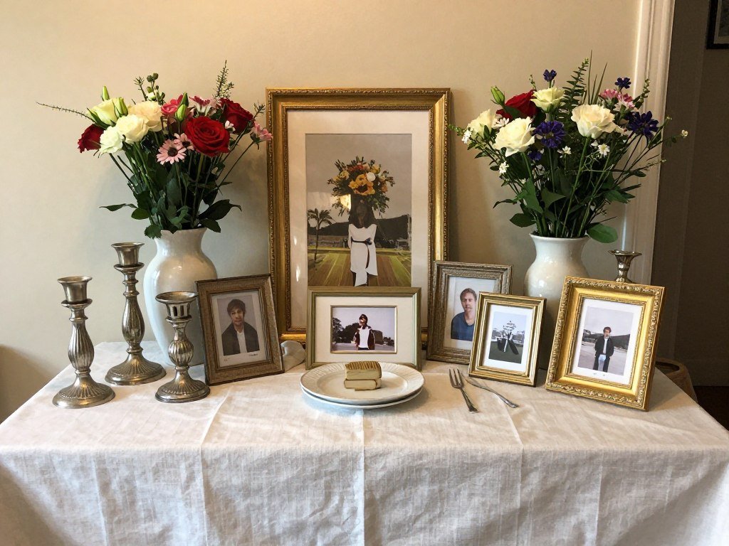 memorial table using items from home