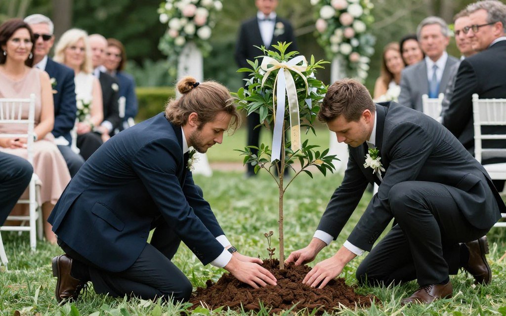 memorial tree planting ceremony at wedding