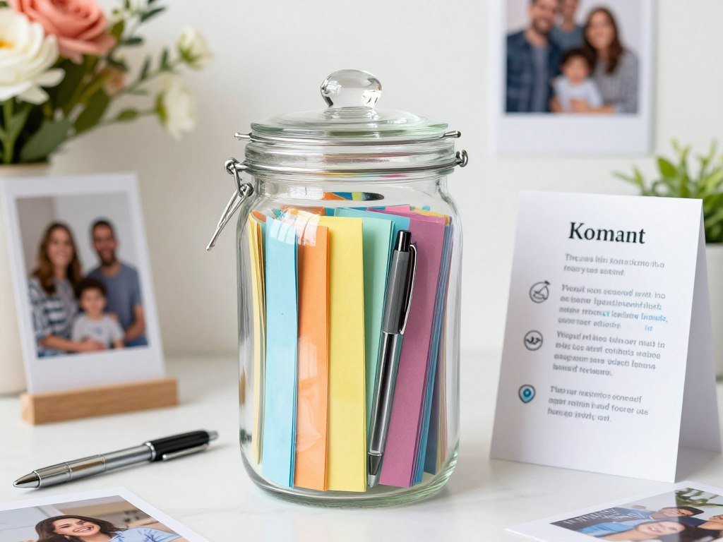 memory jar with paper and pens for guest messages
