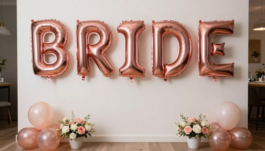 metallic letter balloons spelling bride at bridal shower metallic letter balloons spelling bride at bridal shower
