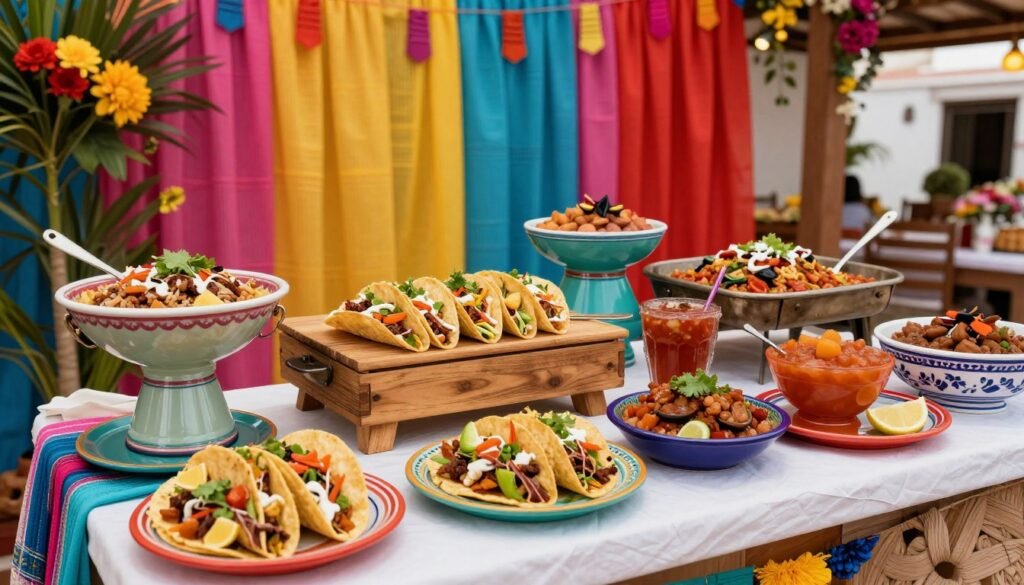 mexican wedding buffet taco bar station