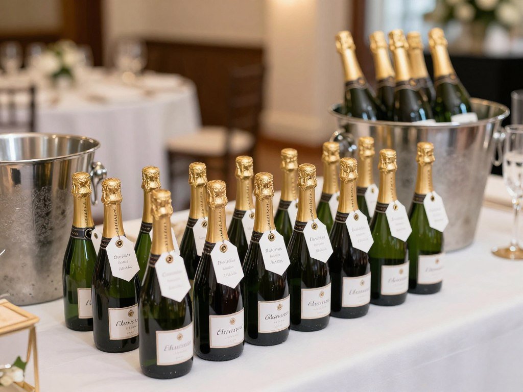 mini champagne bottles as escort cards with tags mini champagne bottles as escort cards with tags