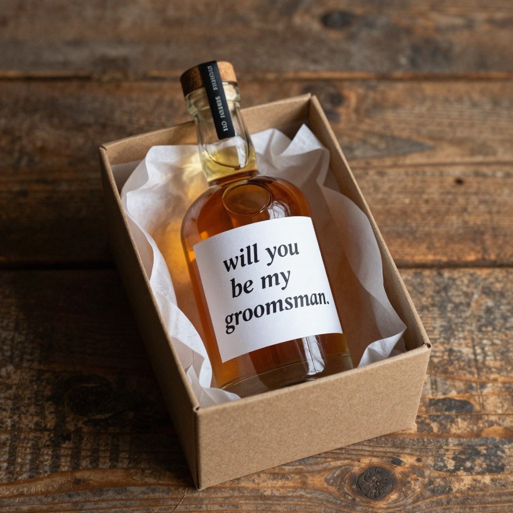 mini whiskey bottle groomsman proposal gift set