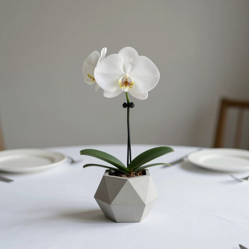 minimalist wedding centerpiece with geometric elements