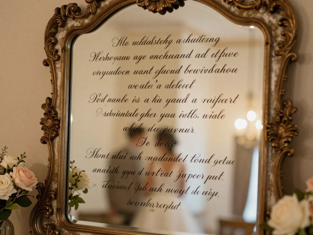 mirror with favorite quotes and personal wedding details