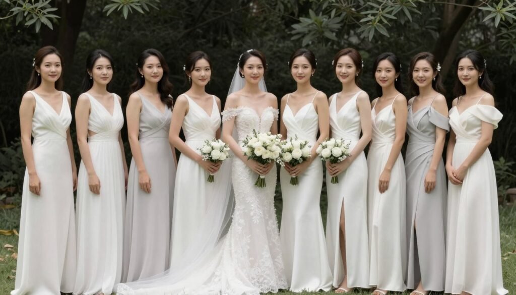 mix and match white bridesmaid dresses bridal party