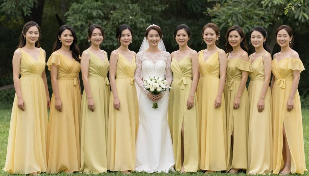 mixed yellow bridesmaid dress styles coordinated mixed yellow bridesmaid dress styles coordinated