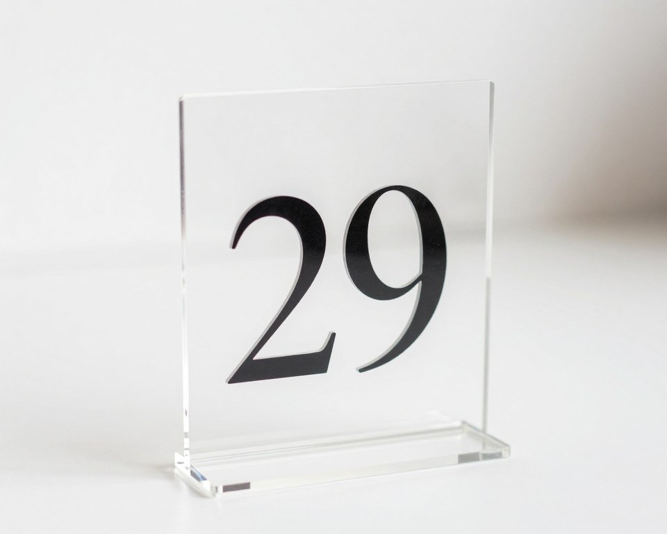 modern acrylic table number stand with minimalist design