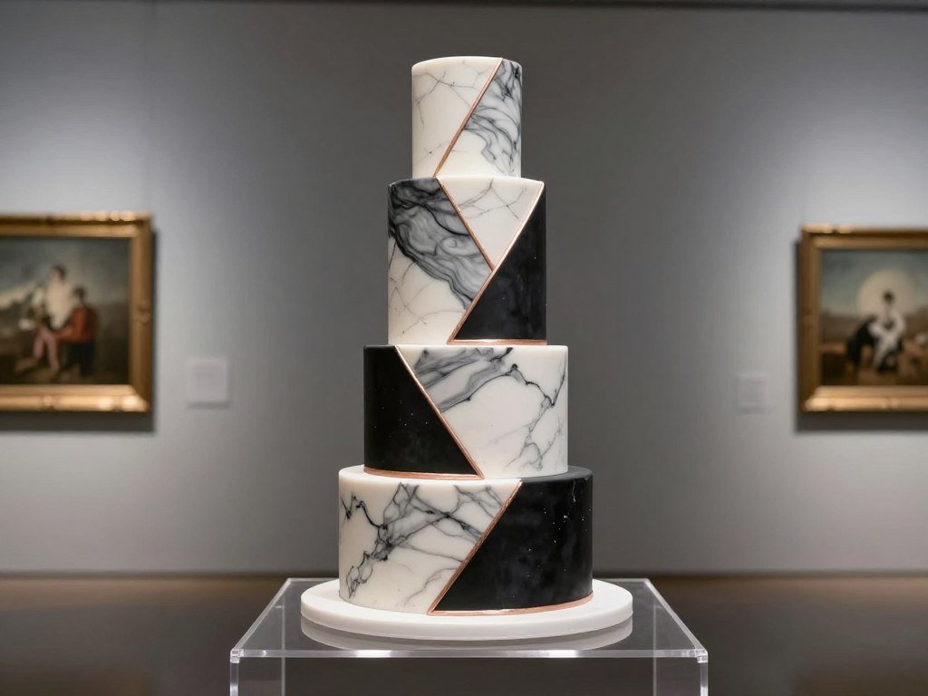 modern marble wedding cake with rose gold accents and geometric details modern marble wedding cake with rose gold accents and geometric details
