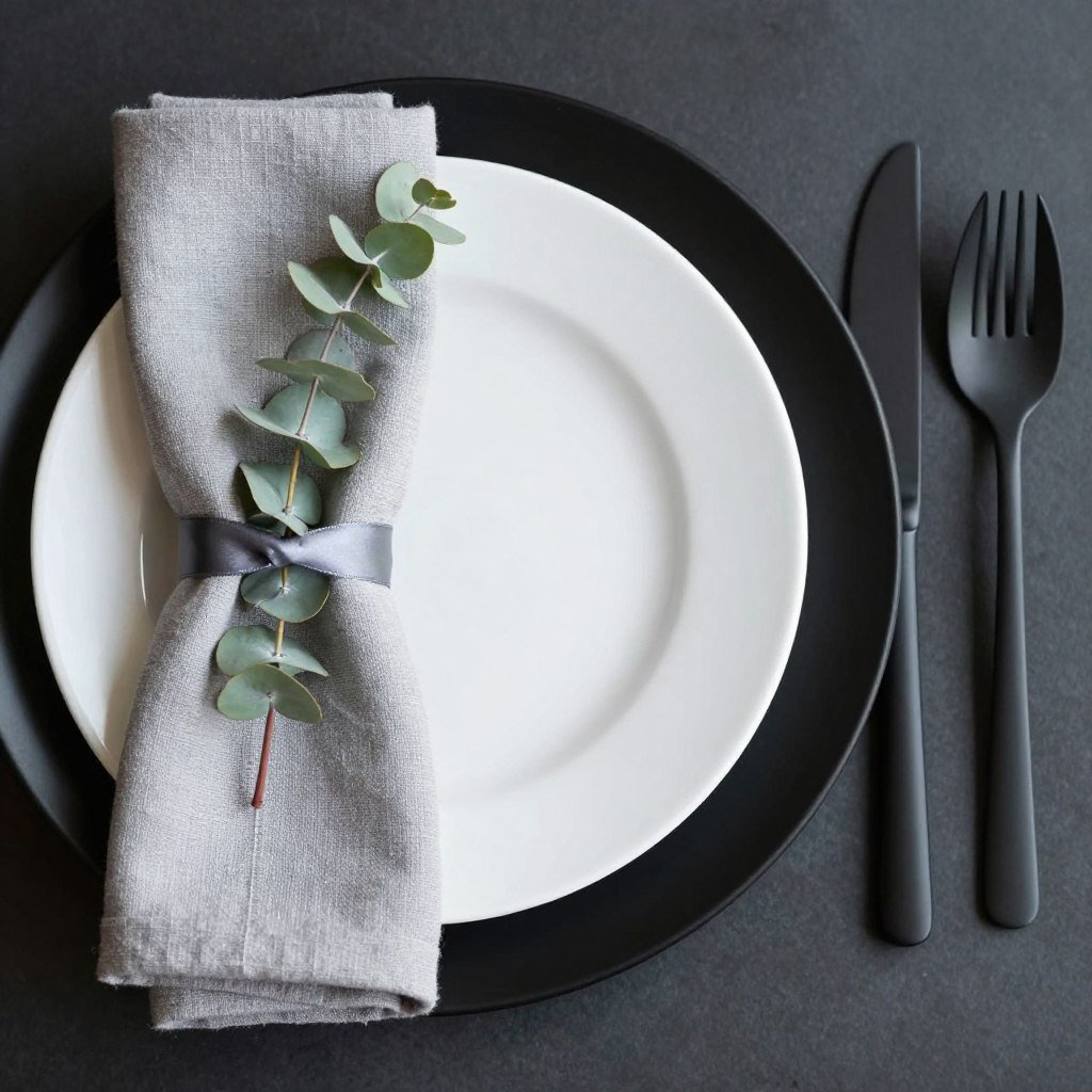 modern minimalist table setting with clean design elements