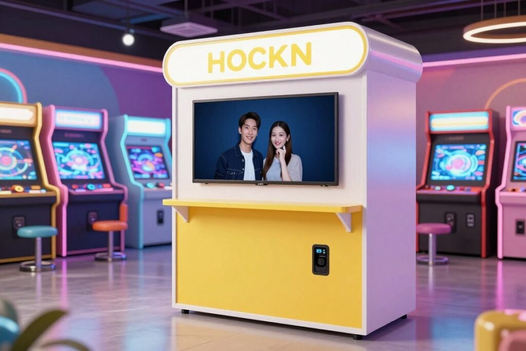 modern photobooth in entertainment venue arcade setting