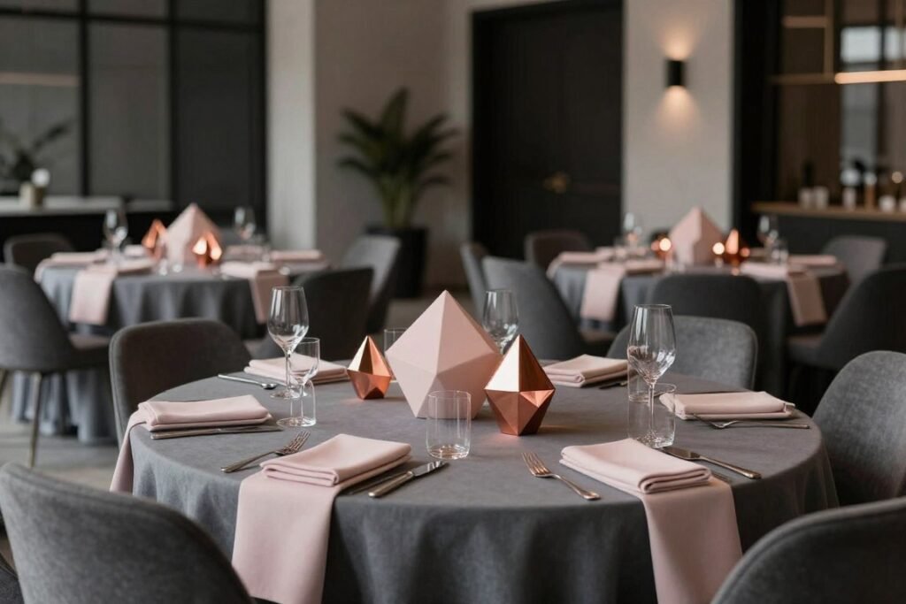 modern wedding color palette with bold geometric patterns and contemporary design