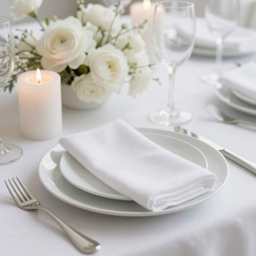 monochromatic white table setting