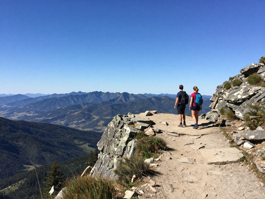 mountain hiking trail with scenic overlook for proposal