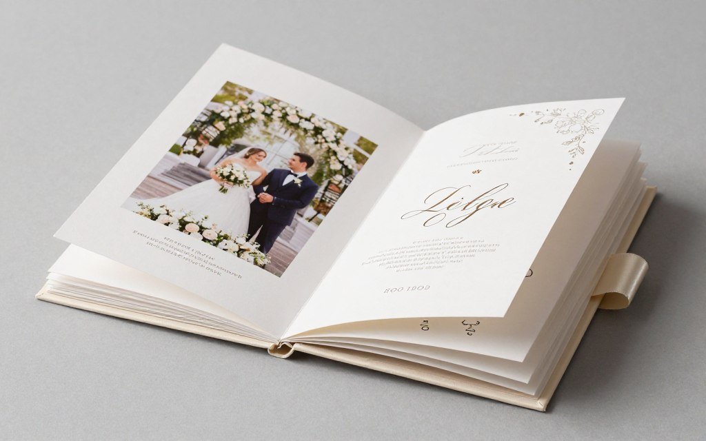multi-page booklet wedding program with ribbon binding multi-page booklet wedding program with ribbon binding