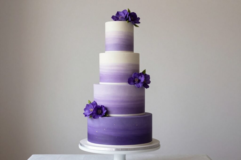 multi-tier purple ombre wedding cake