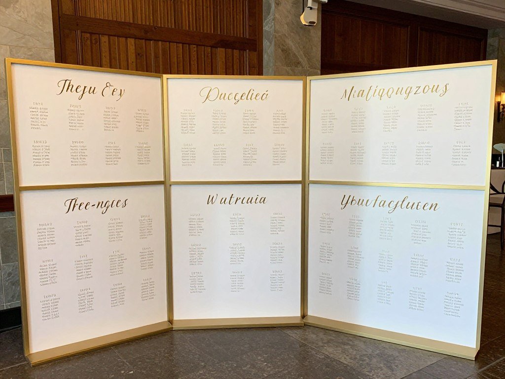 multiple coordinated seating chart boards